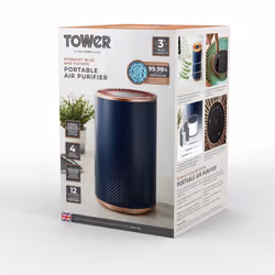 TOWER T673000BLG Desktop Air Purifier, Powerful HEPA 13 Filter with Multicolour Mood Lighting, Midnight Blue and Copper - Additional view 9