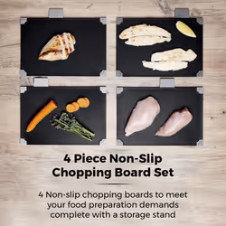 Tower T847041 4pce Chopping Board Set with Stand, Black - Additional view 2