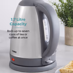 Tower Presto PT10072P 1.8L Kettle with Concealed Heating Element and 360 Degree Swivel Base, Polished Stainless Steel
