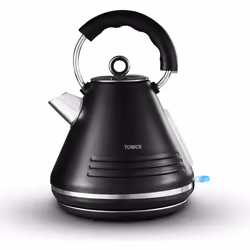 Tower T10074BLK, 1.7 L, 3000 W, Black, Chrome, Stainless steel, Adjustable thermostat, Water level indicator