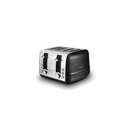 Tower, T20081BLK, Ash 4-Slice Toaster with Dual Controls, Defrost/Reheat/Cancel, 1850W, Black & Chrome