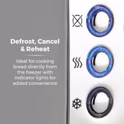 Tower, T20080GRY, Ash 2-Slice Toaster with 7 Browning Levels, Defrost/Reheat/Cancel, 925W, Grey & Chrome