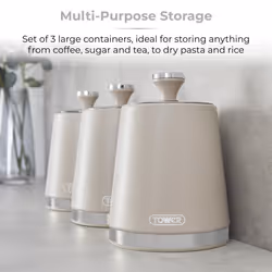 Tower T826131MSH Cavaletto Set of 3 Canisters, Carbon Steel, Latte