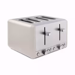 Tower Cavaletto 4 Slice Stainless Steel Toaster Latte, 4 slice(s), Chrome, Cream, Stainless steel, Buttons, Level, 1800 W, 22 ...