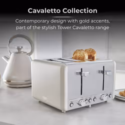 Tower Cavaletto 4 Slice Stainless Steel Toaster Latte