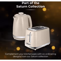 Tower Saturn Kettle & 2 Slice Toaster Kitchen Set (Latte)