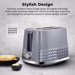 Tower Solitaire 2 Slice Toaster - Grey - Additional view 4