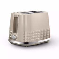 Tower Solitaire 2 Slice Toaster - Latte, 2 slice(s), Beige, Chrome, Plastic, Stainless steel, Level, Rotary, 850 W, 285 mm