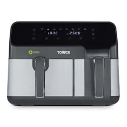 Tower Vortx Eco Duo Basket Double 8.5 L Stand-alone 1700 W Hot air fryer Black, Silver