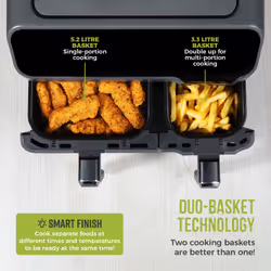 Tower Vortx Eco Duo Basket Double 8.5 L Stand-alone 1700 W Hot air fryer Black, Silver - Additional view 4