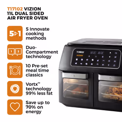 Tower Vortx Vizion 11L Double Stand-alone 2400 W Hot air fryer Black - Additional view 8