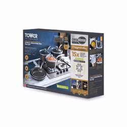 Tower Cerastone Pro 5 Piece Cookware Set, Non-Stick Coating & Riveted Steel Handles, 18/20/22cm Saucepans & 20/24cm Frying Pans T900209 - Additional view 10