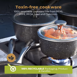 Tower Cerastone Pro 5 Piece Cookware Set, Non-Stick Coating & Riveted Steel Handles, 18/20/22cm Saucepans & 20/24cm Frying Pans T900209 - Additional view 5