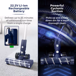 Tower T513008 stick vacuum/electric broom Battery Dry HEPA Bagless 1 L 150 W Blue, Silver - Additional view 4