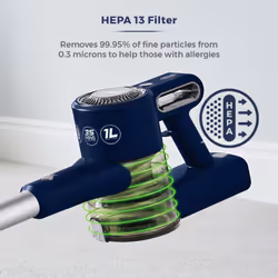 Tower T513008 stick vacuum/electric broom Battery Dry HEPA Bagless 1 L 150 W Blue, Silver - Additional view 6