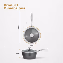 Tower Cerastone Pro 20cm Forged Aluminium Saucepan with Tempered Glass Lid, Non-Stick Coating, Graphite T900216 - Additional view 7