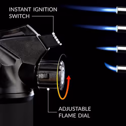 Kitchen Blow Torch for Cooking & DIY | Instant Ignition Adjustable Flame Refillable Butane Gas | Great for Chef Creme