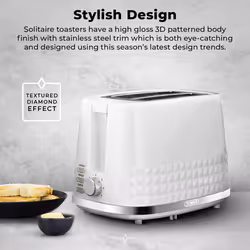 Tower Solitaire 2 Slice Toaster -White - Additional view 4