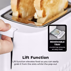 Tower Solitaire 2 Slice Toaster -White - Additional view 7