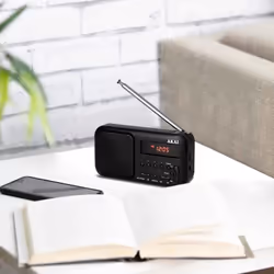 Akai Compact Pocket Fm Radio With Rechargeable Battery & Bluetooth