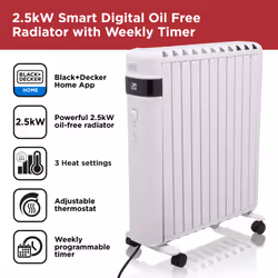 Black & Decker BXRA43017GB electric space heater Indoor White 2500 W Oil-free radiator