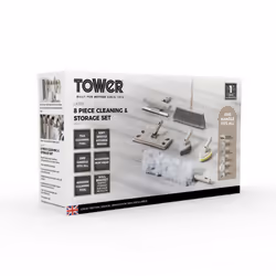 Tower Cavaletto 8 Piece Cleaning & Storage set, Three Part Handle, Flat Mop & Broom Head, Microfibre Duster, Scrubbing & Wall Holder, T869002MSH - Additional view 10