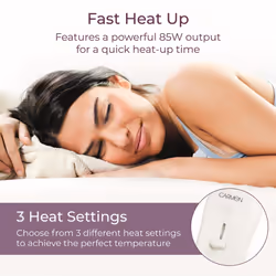 Carmen C81189 Single Fitted Electric Under Blanket with Overheat Protection, 85W, White