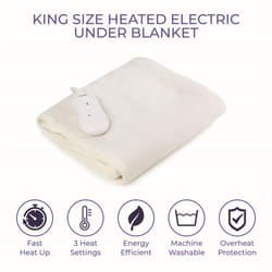 Carmen C81194 King Size Heated Under Blanket with Overheat Protection, 70W, White