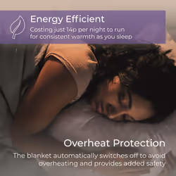 Carmen C81194 King Size Heated Under Blanket with Overheat Protection, 70W, White