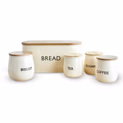 Tower T826212CHA 5 Piece Storage Set with Bread Bin, Biscuit Tin and 3 Storage Canisters, Stainless Steel with Airtight Mango ...
