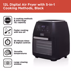 Black & Decker BXAF17095GB fryer Single 12 L Stand-alone 2000 W Hot air fryer