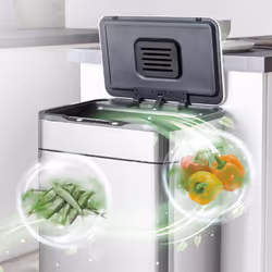 Tower Ozone Sensor Bin with Legs, 65L, Hands Free Opening, Carbon Filter, Stainless Steel T938022SS