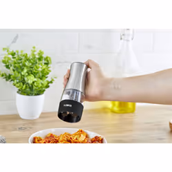 Tower T832248 Dual Electric Salt & Pepper Mill, Battery Operated with Adjustable Ceramic Grinders, Stainless Steel, Black