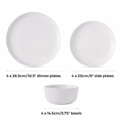 Tower T867023WHT Porcelain Dinnerware Set, 12 Pieces, White - Additional view 7