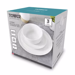 Tower T867023WHT Porcelain Dinnerware Set, 12 Pieces, White - Additional view 9