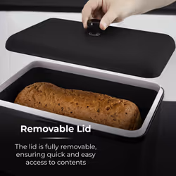 Tower Sera Black Breadbin Kitchen Storage With Black Smoked Trim