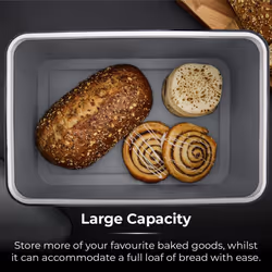 Tower T826136GRY Sera Bread Bin Grey and Smoked Trim, Stainless Steel T826136GRY