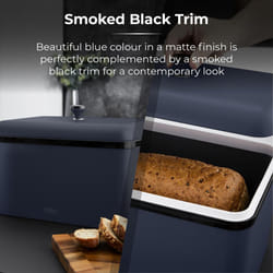 Tower Sera Bread Bin Midnight Blue and Smoked Trim, Stainless Steel T826136BLU