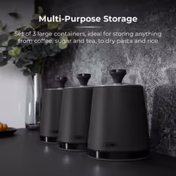 Tower Sera Set of 3 Canisters Black with Smoked Trims, Stainless Steel T826137BLK - Additional view 5