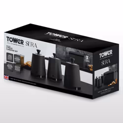 Tower Sera Set of 3 Canisters Black with Smoked Trims, Stainless Steel T826137BLK - Additional view 8