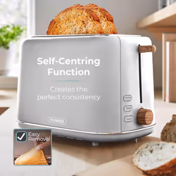 Tower Scandi 2 Slice Toaster Wooden Accents T20027GRY (Dove Grey)