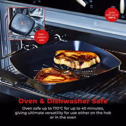 Tower SmartStart Classic Aluminium Grill Pan, Easy Clean Aeroglide Non-Stick, Oven Safe, Long Lasting, Black T700307 - Additional view 5