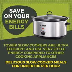Tower T16040 Slow Cooker with 3 Heat Settings and Removable Dishwasher Safe Pot, 6.5 Litre, Stainless Steel - Additional view 2
