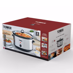 Tower T16040 Slow Cooker with 3 Heat Settings and Removable Dishwasher Safe Pot, 6.5 Litre, Stainless Steel - Additional view 9