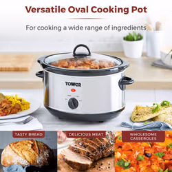 Tower T16039Y Slow Cooker with 3 Heat Settings and Removable Dishwasher Safe Pot, 3.5 Litre, Stainless Steel - Additional view 5
