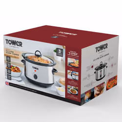 Tower T16039Y Slow Cooker with 3 Heat Settings and Removable Dishwasher Safe Pot, 3.5 Litre, Stainless Steel - Additional view 9