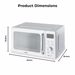 Tower T24041WHT Digital Microwave with Sleek Mirror Door, 800W, 20L, White & Chrome