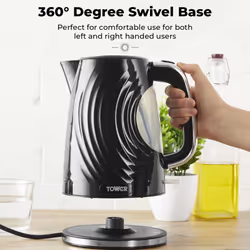 Tower T10083BLK Sonar Textured Kettle with Large Viewing Window & Blue Light, 360 Degree Base, 3000W, 1.7L, Black - Additional view 5
