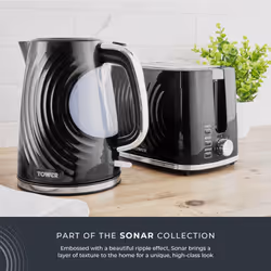 Tower T10083BLK Sonar Textured Kettle with Large Viewing Window & Blue Light, 360 Degree Base, 3000W, 1.7L, Black - Additional view 6