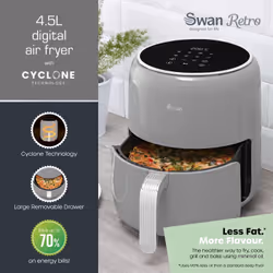 Swan Retro Single 4.5 L Stand-alone 1500 W Hot air fryer Grey